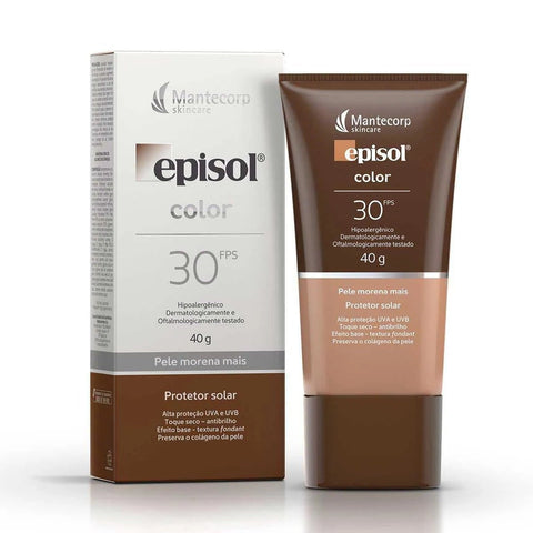 Protetor Solar Facial Episol Color  Pele Morena Mais - FPS 30 - 40 g