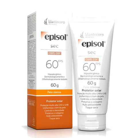 Protetor Solar Facial Episol Sec OC  Com Cor - FPS 60 - 60 g