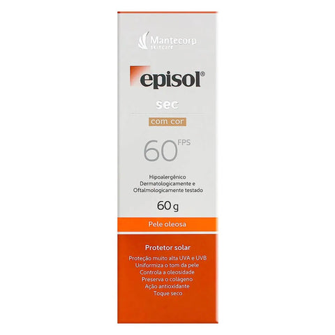 Protetor Solar Facial Episol Sec OC  Com Cor - FPS 60 - 60 g