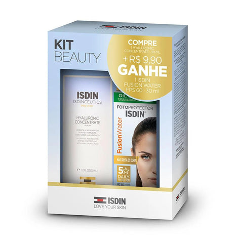 Kit ISDIN Beauty Sérum Hyaluronic Concentrate + Fusion Water  FPS 60 - 30 mL + 30 mL