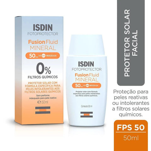 Protetor Solar ISDIN Fusion Fluid Mineral  FPS 50 - 50 mL