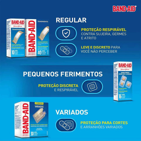 Curativo Band-Aid  Regular  Cor Transparente - 10 Unidades
