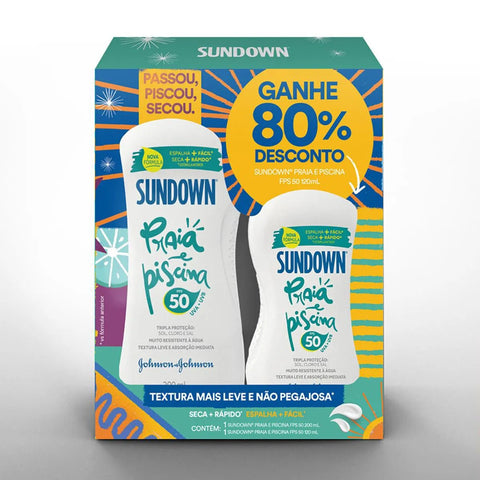 Kit Sundown Protetor Solar Praia & Piscina  FPS 50 + 50 - 200 mL + 120 mL