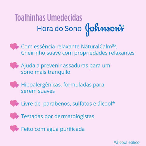 Lenço Umedecido Johnson's Baby  Hora do Sono  48 Unidades