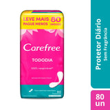 Protetor Diário Carefree Todo Dia Sem Perfume, Pacote Com 80 Unidades