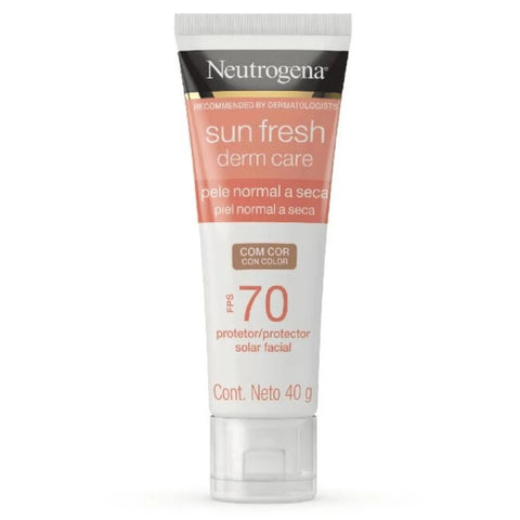 Protetor Solar Facial Neutrogena Sun Fresh Derm Care  Com Cor - Normal a Seca - FPS 70 - 40 g