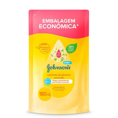 Refil Sabonete Líquido de Glicerina Camomila Johnson's Baby Cabeça Aos Pés 180ml