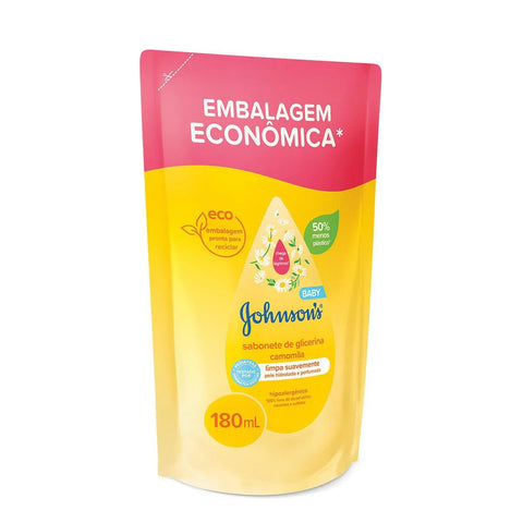 Refil Sabonete Líquido de Glicerina Camomila Johnson's Baby Cabeça Aos Pés 180ml