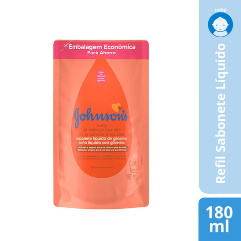 Sabonete Líquido Johnson's Baby Refil  Da Cabeça aos Pés - 180 mL