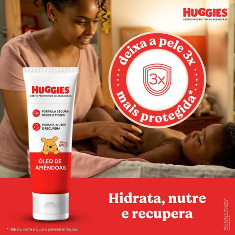 Kit Creme Preventivo de Assaduras Huggies Óleo de Amêndoas 3 Unidades de 80g Cada