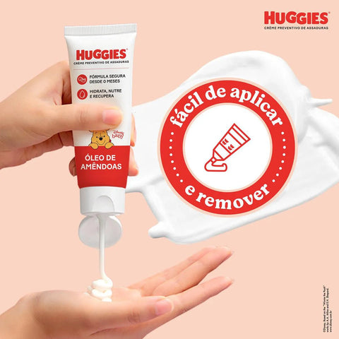 Kit Creme Preventivo de Assaduras Huggies Óleo de Amêndoas 3 Unidades de 80g Cada