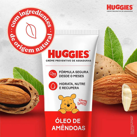 Kit Creme Preventivo de Assaduras Huggies Óleo de Amêndoas 3 Unidades de 80g Cada