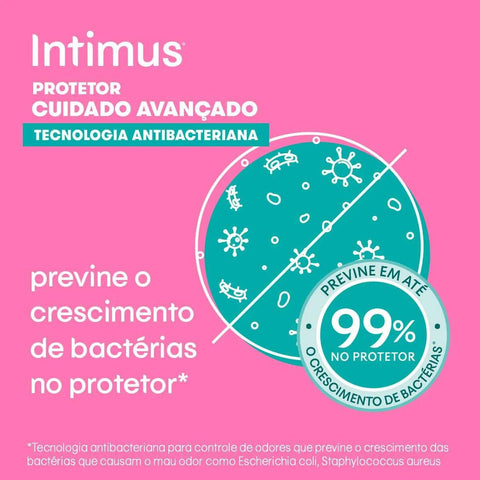 Protetor Diário Intimus Days Antibacteriano, Sem Abas Com 15 Unidades