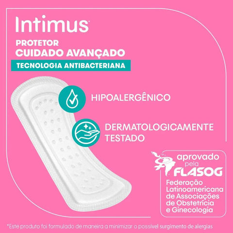 Protetor Diário Intimus Days Antibacteriano, Sem Abas Com 15 Unidades
