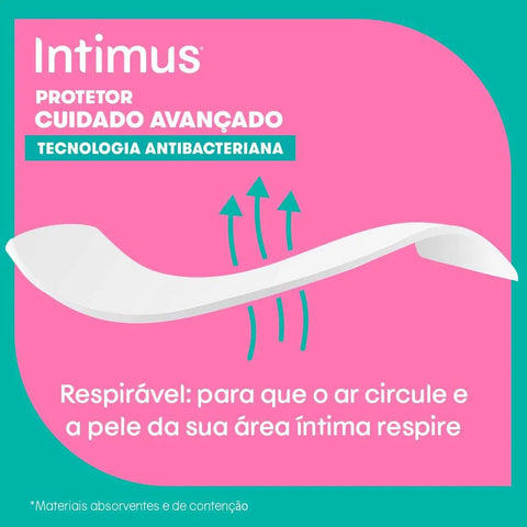 Protetor Diário Intimus Days Antibacteriano, Sem Abas Com 15 Unidades