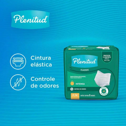 Roupa Íntima Descartável Plenitud Classic Unissex P/M Absorção Intensa 16 Unidades