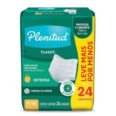 Roupa Íntima Descartável Plenitud Classic Unissex P/M Absorção Intensa 24 Unidades
