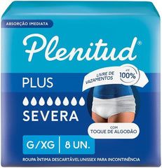 Roupa Íntima Plenitude Plus incontinência Severa - Tamanho G / XG - 8 Unidades