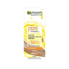 Protetor Solar Facial Garnier Uniform & Matte Vitamina C  Morena - FPS 50 - 40 g