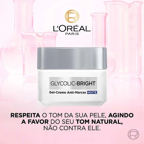 Gel-Creme Facial Anti-Marcas Noite L'Oréal Paris Glycolic Bright 49g