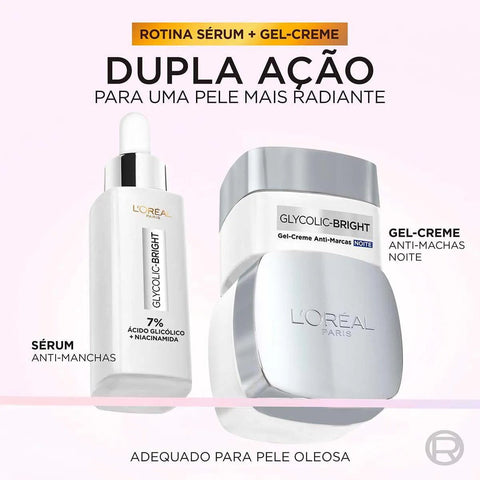 Gel-Creme Facial Anti-Marcas Noite L'Oréal Paris Glycolic Bright 49g