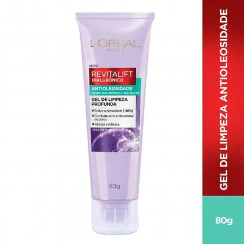 Gel de Limpeza Facial Antioleosidade L'Oréal Paris Revitalift Hialurônico 80G