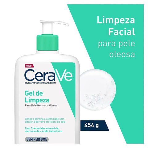 Gel de Limpeza Facial CeraVe  Sem Perfume - Pele Normal a Oleosa - 454 g