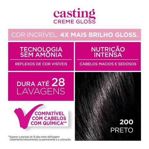 Kit Casting Gloss Tintura Creme 200 Preto