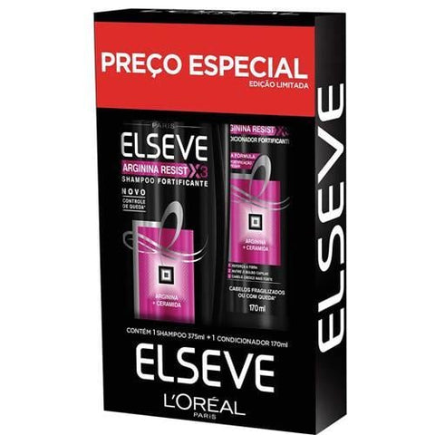 Kit Elseve Arginina Resist X3 - Shampoo, 1 Unidade Com 375Ml + Condicionador, 1 Unidade Com 170Ml