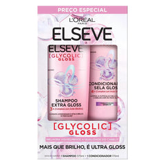 Kit Elseve Glycolic Gloss Shampoo 375mL+ Condicionador 170ml
