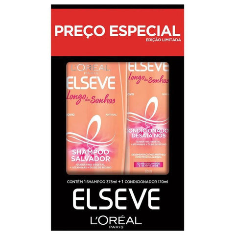 Kit Elseve Longo Dos Sonhos Shampoo Com 375Ml + Condicionador Com 170Ml