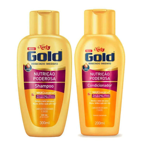 Kit Niely Gold Nutrição Poderosa Shampoo Com 300Ml + Condicionador Com 200Ml