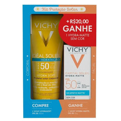 Kit Vichy Protetor Solar Corporal Idéal Soleil Hydra Soft + Protetor Solar Facial Capital Soleil Hydra-Matte  Sem Cor - FPS 50 + 50 - 200 mL + 30 g