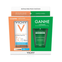 Kit Vichy Protetor Solar Facial Capital Soleil Hydra-Matte + Gel de Limpeza Facial Profunda Normaderm  FPS 50 - 30 g + 50 g (A1)