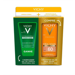 Kit Vichy Protetor Solar Facial Capital Soleil Hydra-Matte + Gel de Limpeza Facial Profunda Normaderm  Média - FPS 60 - 40 g + 50 g