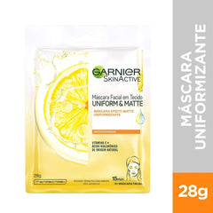 Máscara Facial Uniform Matte Garnier Skinactive Vitamina C 1 Unidade