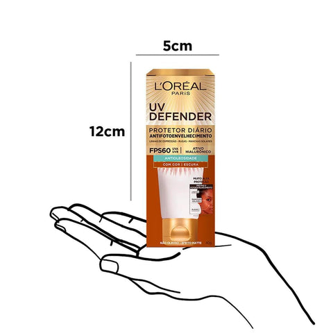 Protetor Facial FPS60 L'Oreal UV Defender Escuro 40g