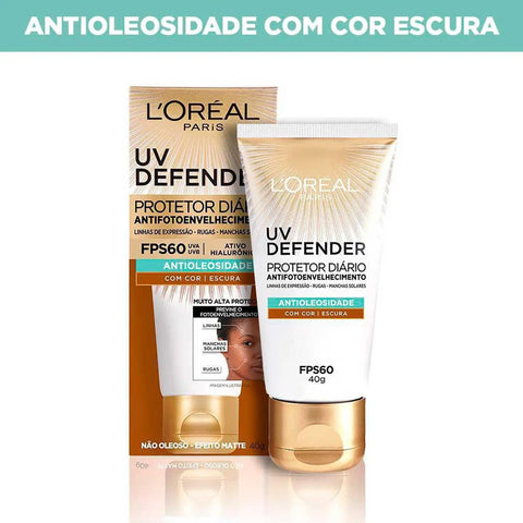 Protetor Facial FPS60 L'Oreal UV Defender Escuro 40g