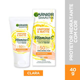 Protetor Solar Facial Garnier Uniform & Matte Vitamina C  Clara - FPS 50 - 40 g