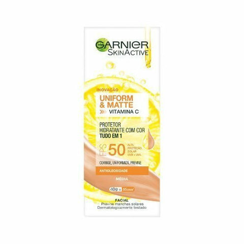 Protetor Solar Facial Garnier Uniform & Matte Vitamina C  Média - FPS 50 - 40 g