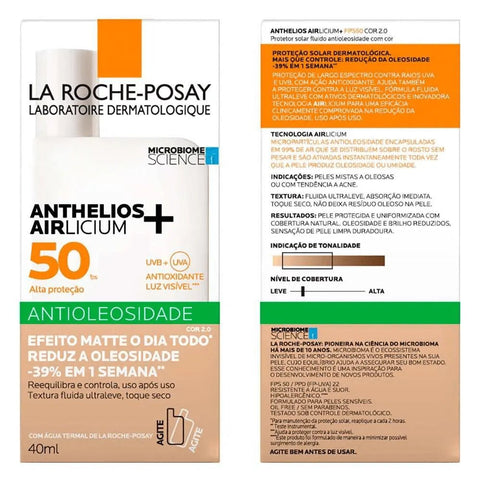 Protetor Solar Facial La Roche-Posay Anthelios Airlicium  Cor 2.0 - FPS 50 - 40 mL