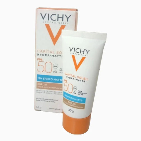 Protetor Solar Facial Vichy Capital Soleil Hydra-Matte  Cor 2.0 - FPS 50 - 30 g