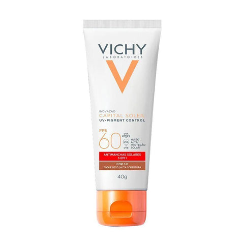 Protetor Solar Facial Vichy Capital Soleil UV-Pigment Control  Cor 5.0 - FPS 60 - 40 g