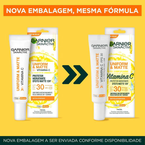 Protetor Solar Hidratante Facial Garnier Skinactive Uniform & Matte Vitamina C  FPS 30 - 15 g