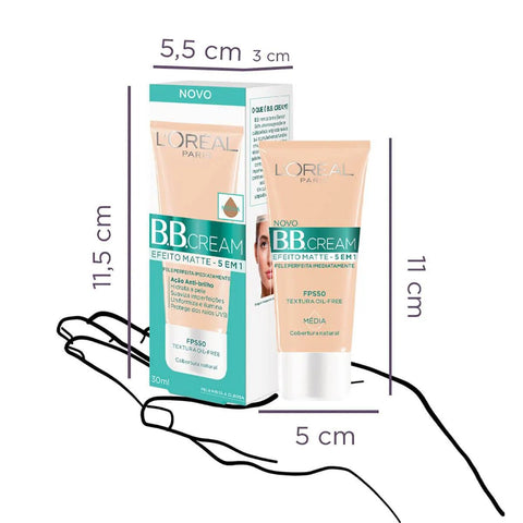 Protetor Solar L'Oréal BB Cream  FPS 50 - Cor Média - 30 mL