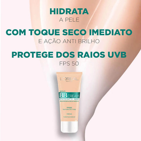 Protetor Solar L'Oréal BB Cream  FPS 50 - Cor Média - 30 mL