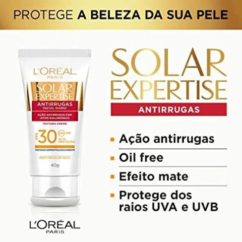 Protetor Solar L'Oréal Expertise Antirrugas  Sem Cor - FPS 30 - 40 g