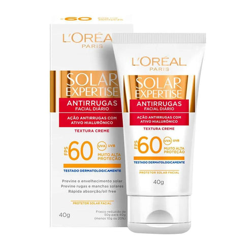 Protetor Solar L'Oréal Expertise Antirrugas  Sem Cor - FPS 60 - 40 g
