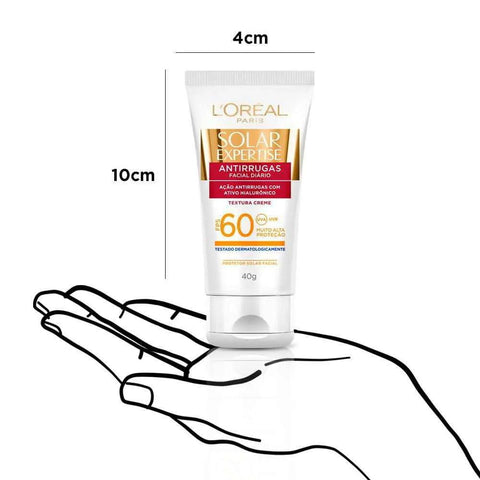 Protetor Solar L'Oréal Expertise Antirrugas  Sem Cor - FPS 60 - 40 g