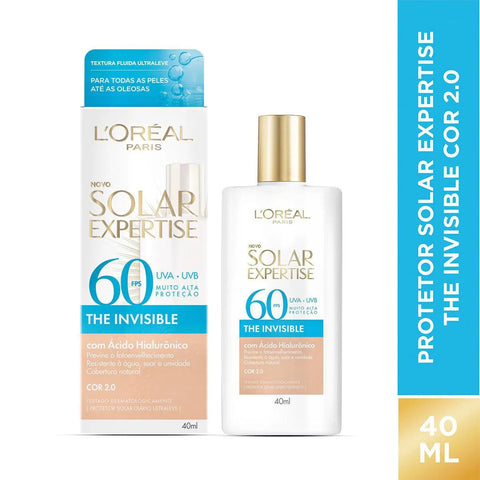 Protetor Solar L'Oréal Expertise The Invisible  Cor 2.0 - FPS 60 - 40 mL